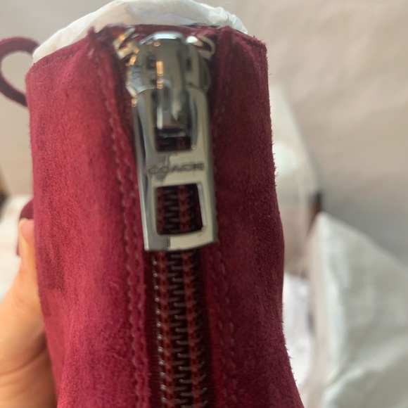 Coach Lena burgundy Suede Leather Sexy Fun Open Toe Ankle Boots Booties [size 7] - Picture 6 of 8
